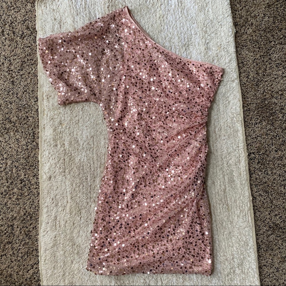 City Studio One Shoulder Sequined Dress